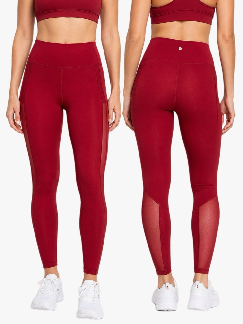 CALIA by Carrie Underwood Inspire Mesh Leggings Opulent Red Size Medium